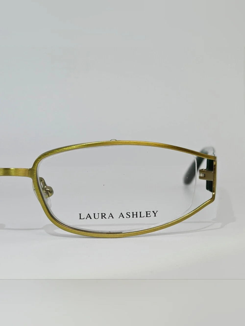 Laura Ashley. Helena. Gold Semi Rimless Metal Eyeglasses. Sage Loom.